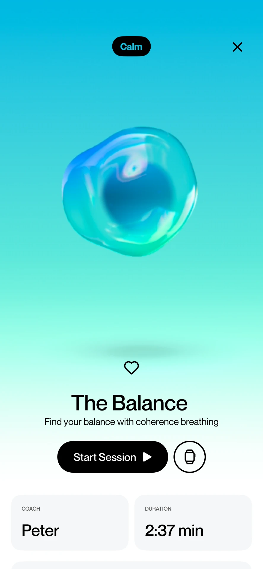 The Balance session in the Regulate app