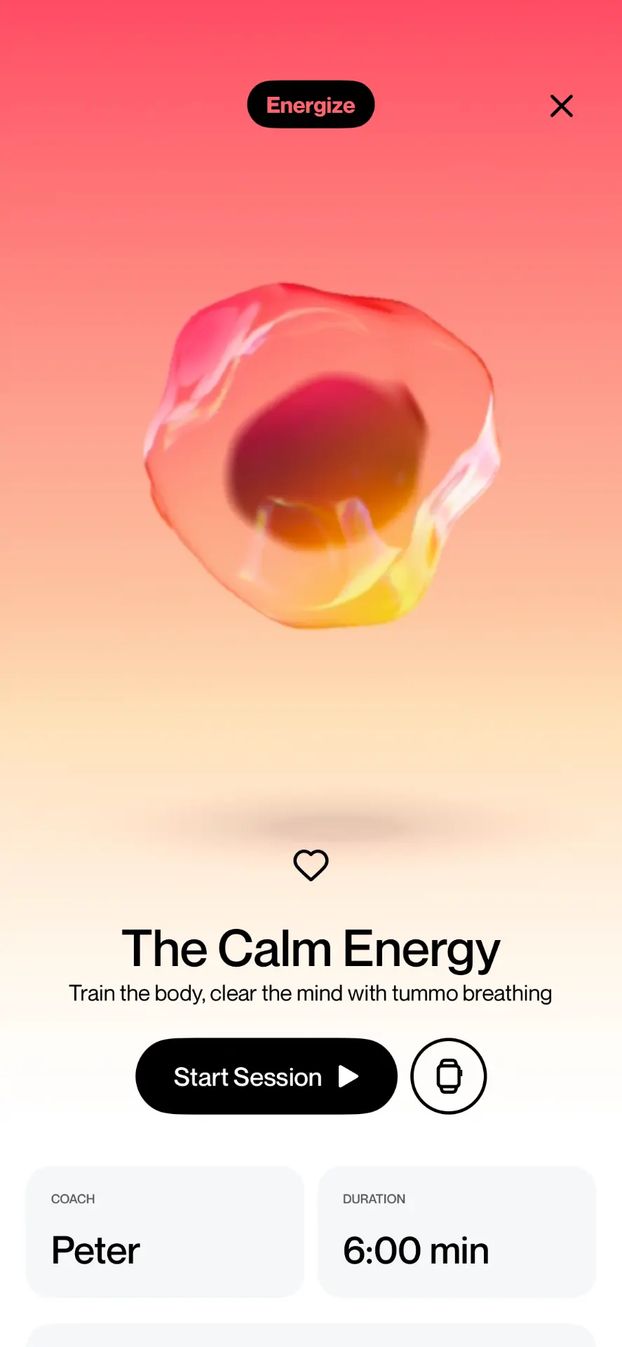 The Calm Energy session in the Regulate app