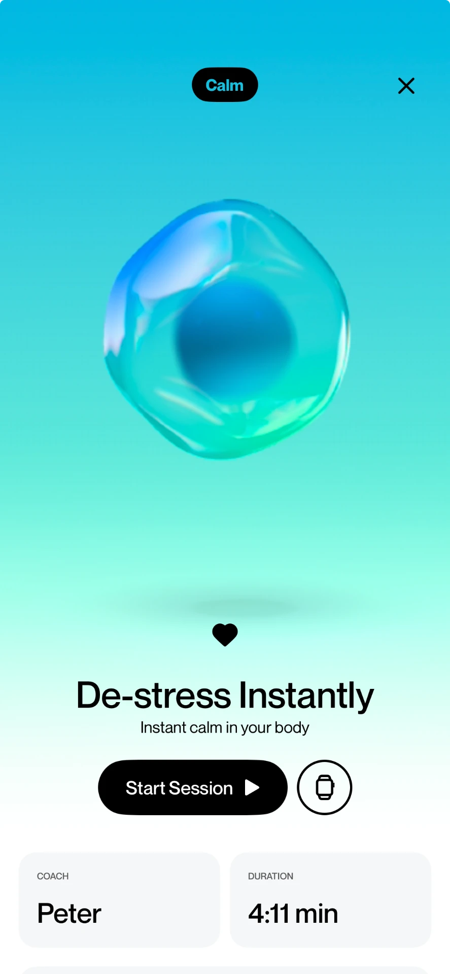 De-stress Instantly session in the Regulate app
