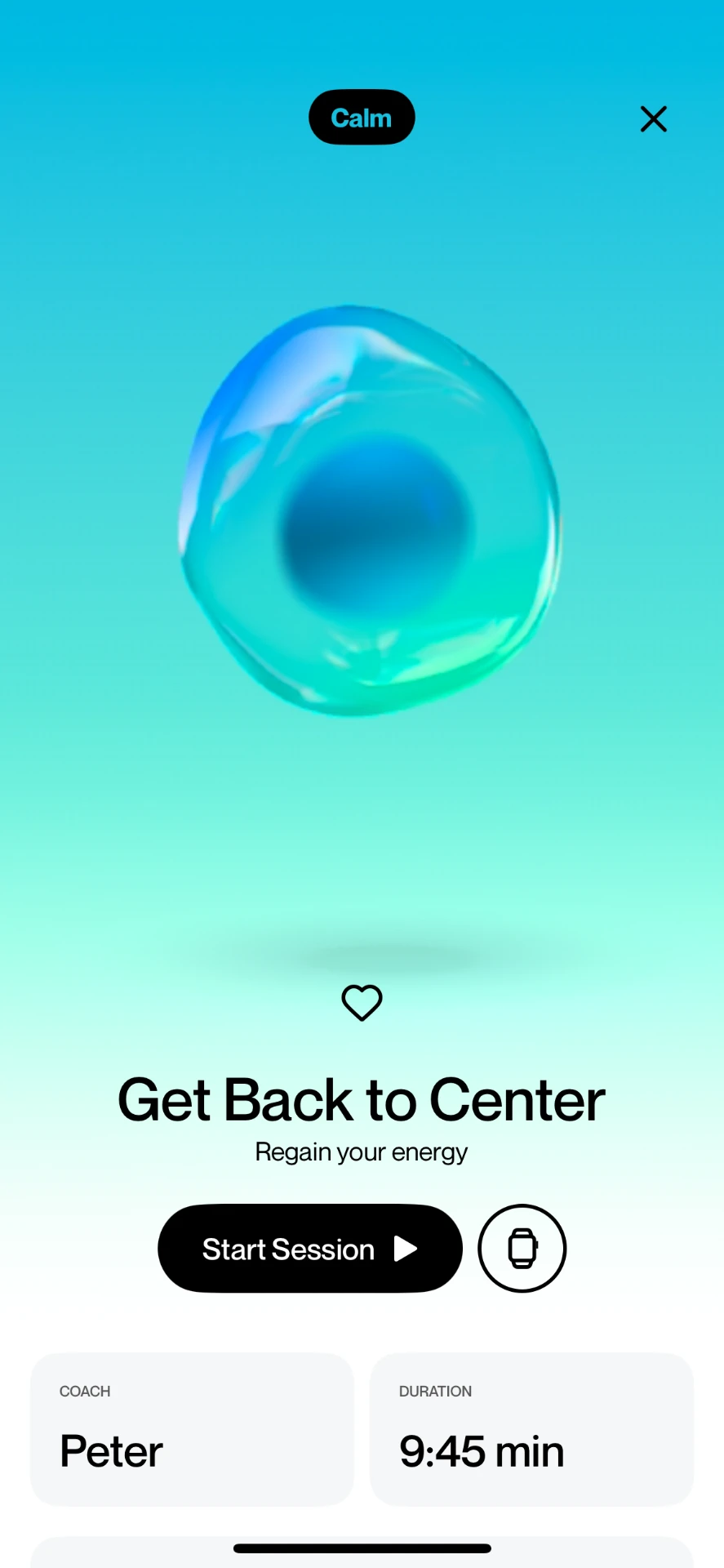 Get Back to Center session in the Regulate app